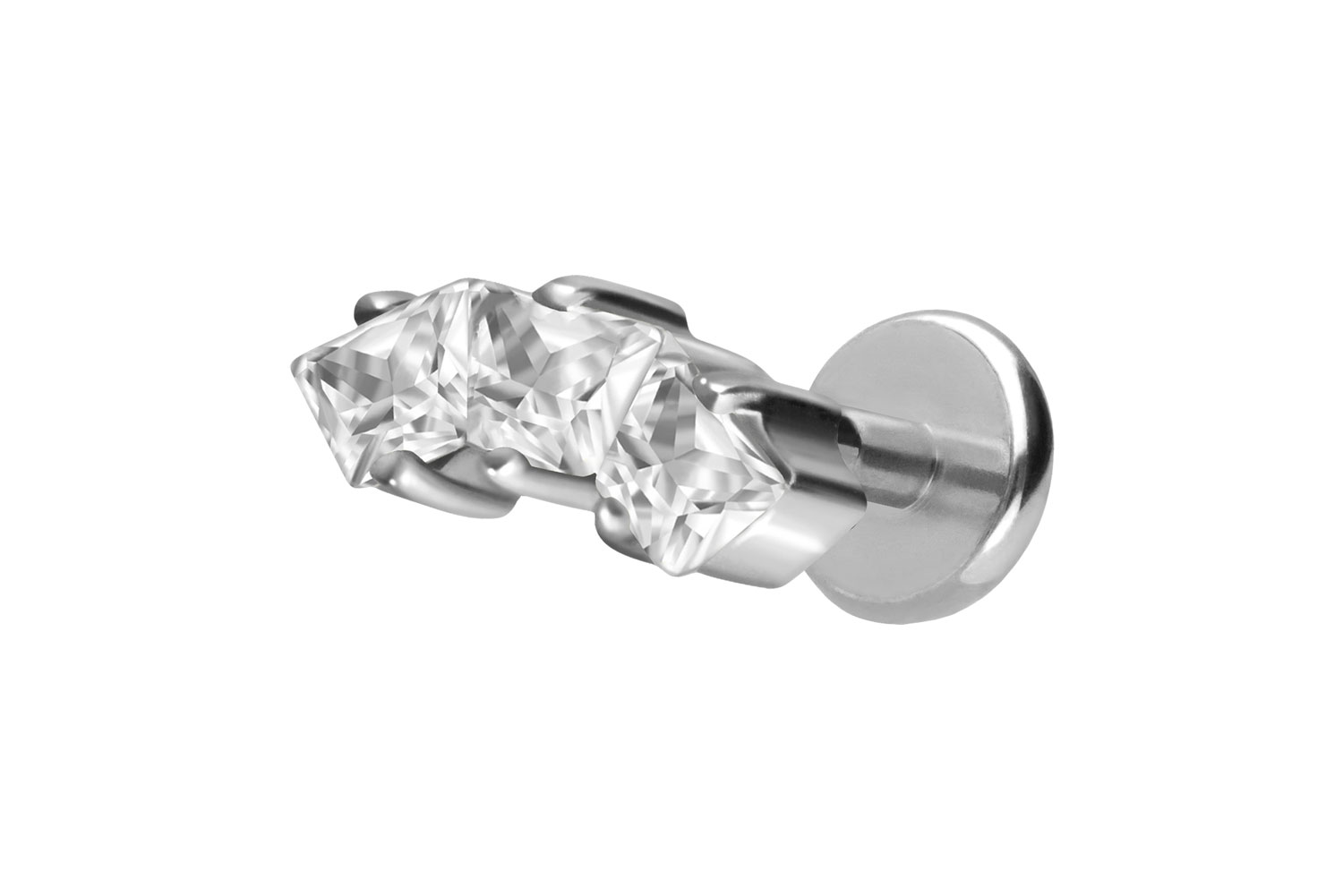 Titan Labret Piercing mit Push Fit EINGEFASSTE KRISTALLTRAPEZE